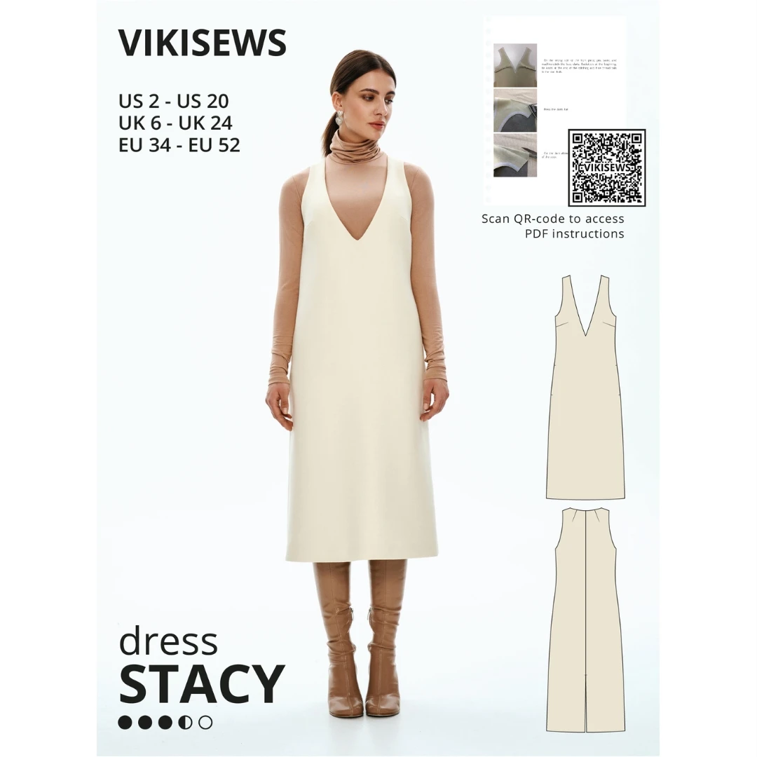 Vikisews - Stacy Dress Sewing Pattern (UK 6-24) 3 Vikisews - Stacy Dress Sewing Pattern (UK 6-24)