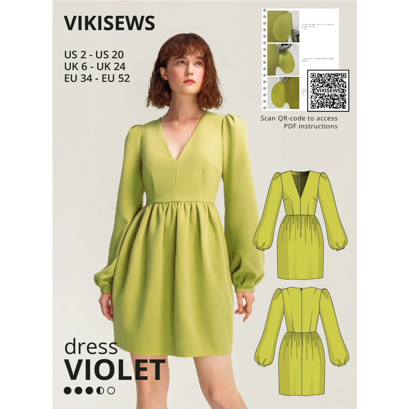 Vikisews - Violet Dress Sewing Pattern (UK 6-24) 3 Vikisews - Violet Dress Sewing Pattern (UK 6-24)