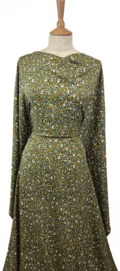 Nirvana - Moss -Croft Mill Store viscose challis dressmaking fabric floral nirvana moss green dress
