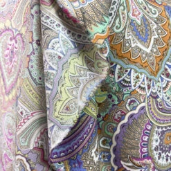 Challis - Jo 8 Challis - Jo -Croft Mill Store viscose challis jo paisley printed multicoloured dress fabric drape