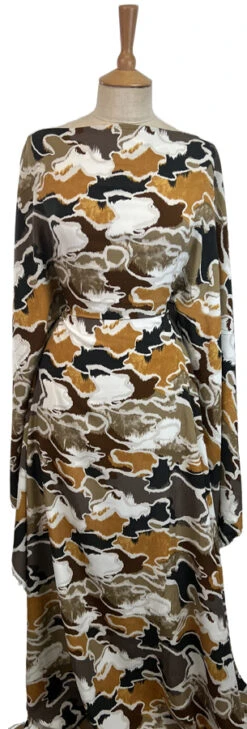 Viscose Poplin Challis - Hazel 9 Viscose Poplin Challis - Hazel -Croft Mill Store viscose poplin hazel brown abstract dress fabric mannequin