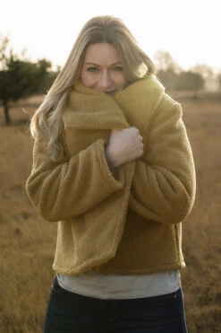 Warm Nights - Caramel 9 Warm Nights - Caramel -Croft Mill Store warm nights caramel polyester fluffy teddy coat fabric example