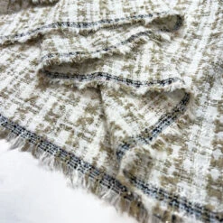 Celine 7 Celine -Croft Mill Store white gold polyester acrylic metallic check boucle fabric celine reverse fold